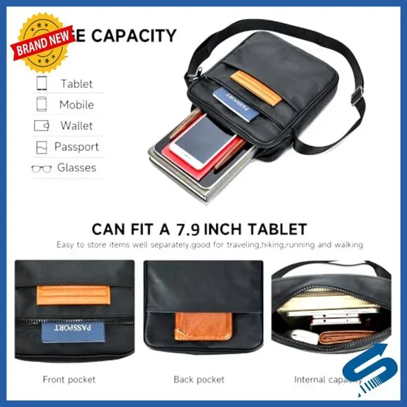 Genuine Leather Crossbody Messenger Bag for Men Work Travel Essentials